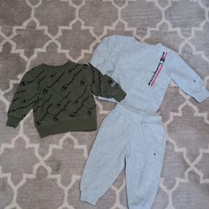 3pc Champion Bundle Boys Sweatshirts Sweatpants Grey/Green size: 2t